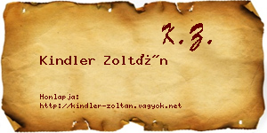 Kindler Zoltán névjegykártya
